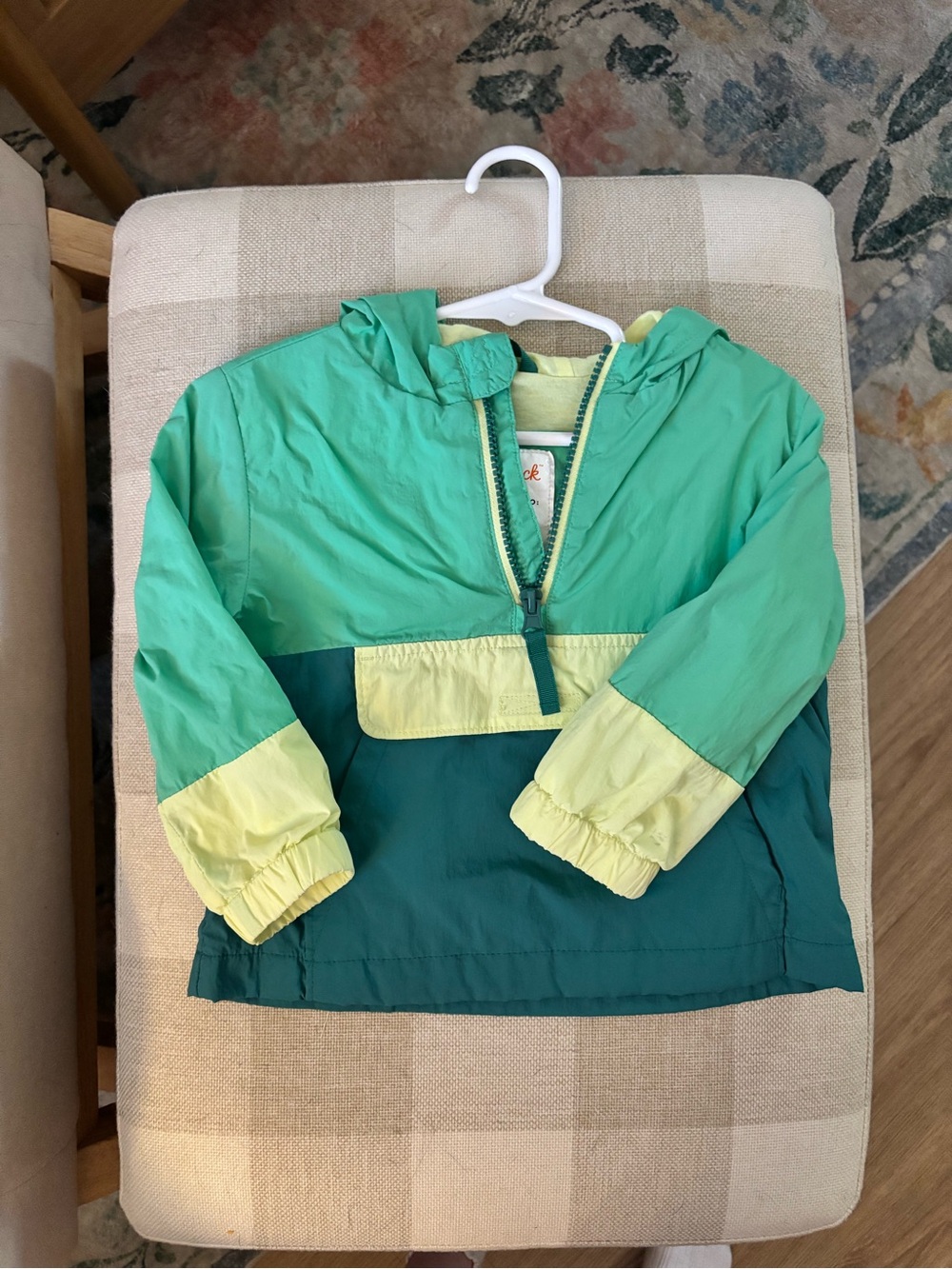 Cat & Jack Kids' Colorblock Hooded Pullover — Teal & Lime with Pale Yellow